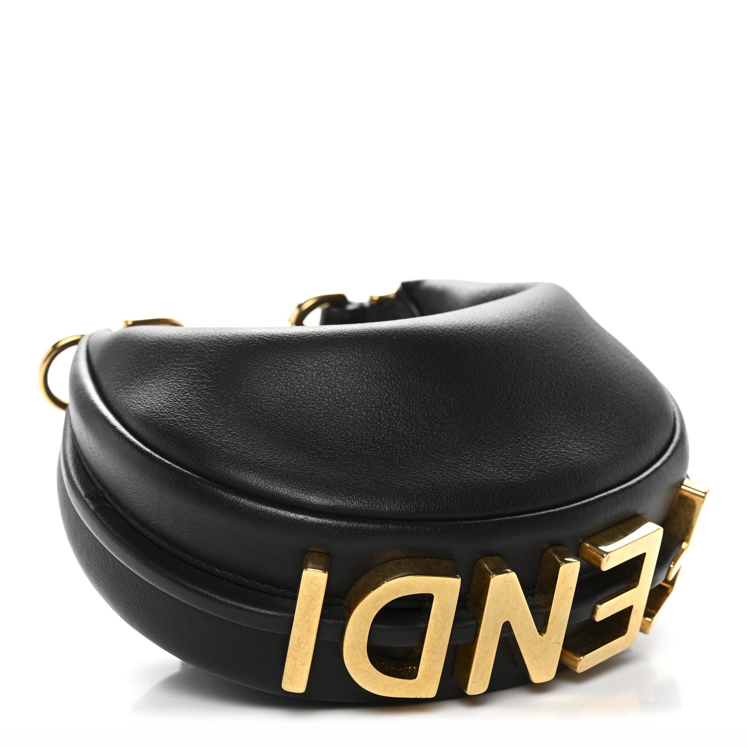Fendi Vitello Grace Matte Nano Fendigraphy Hobo Charm Black 4 of 11