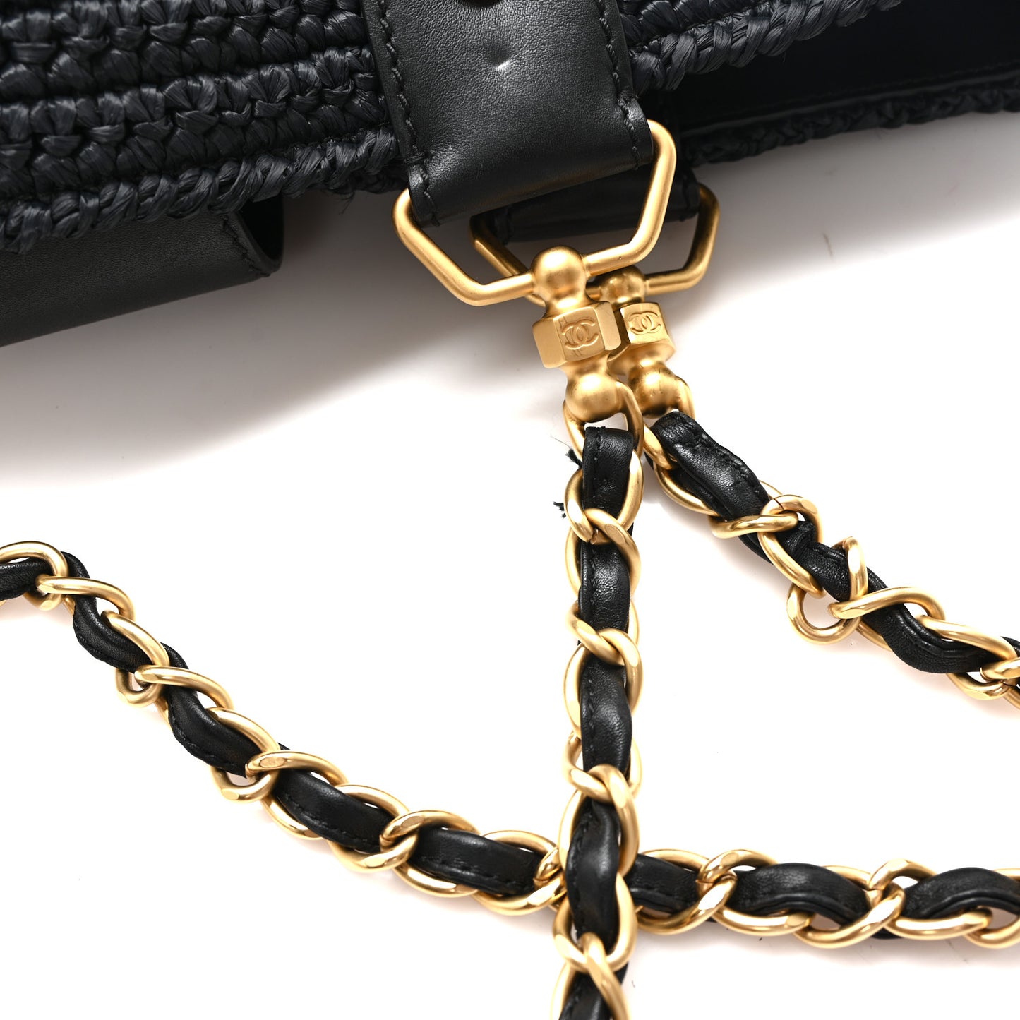 Straw Raffia Tote Black