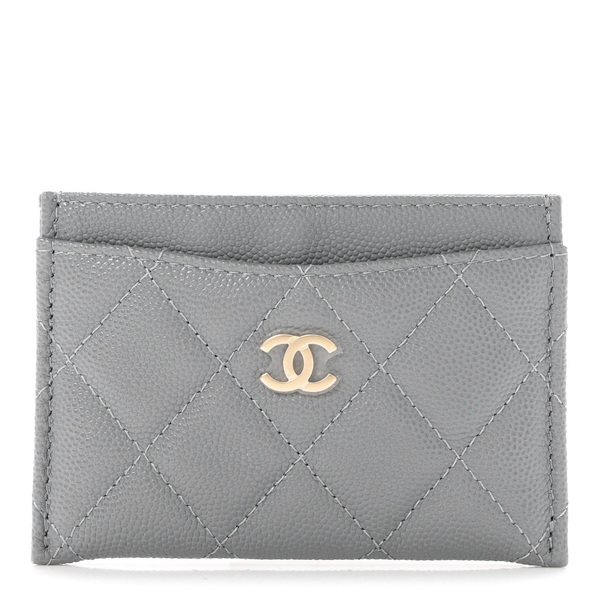 Chanel Caviar Quilted Card Holder Grey 1 of 9