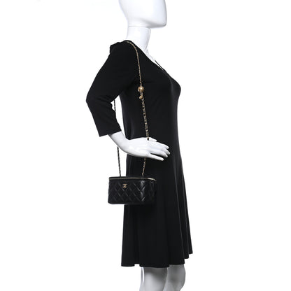 Chanel Lambskin Quilted Pearl Crush Small Vanity Case With Chain Black 2 of 9