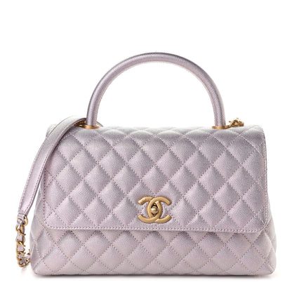Chanel Metallic Caviar Quilted Small Coco Handle Flap Light Pink 1 of 10