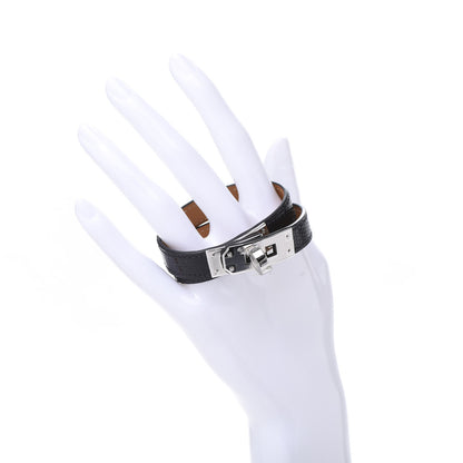 Hermes Lizard Kelly Double Tour Bracelet T2 Black 2 of 7