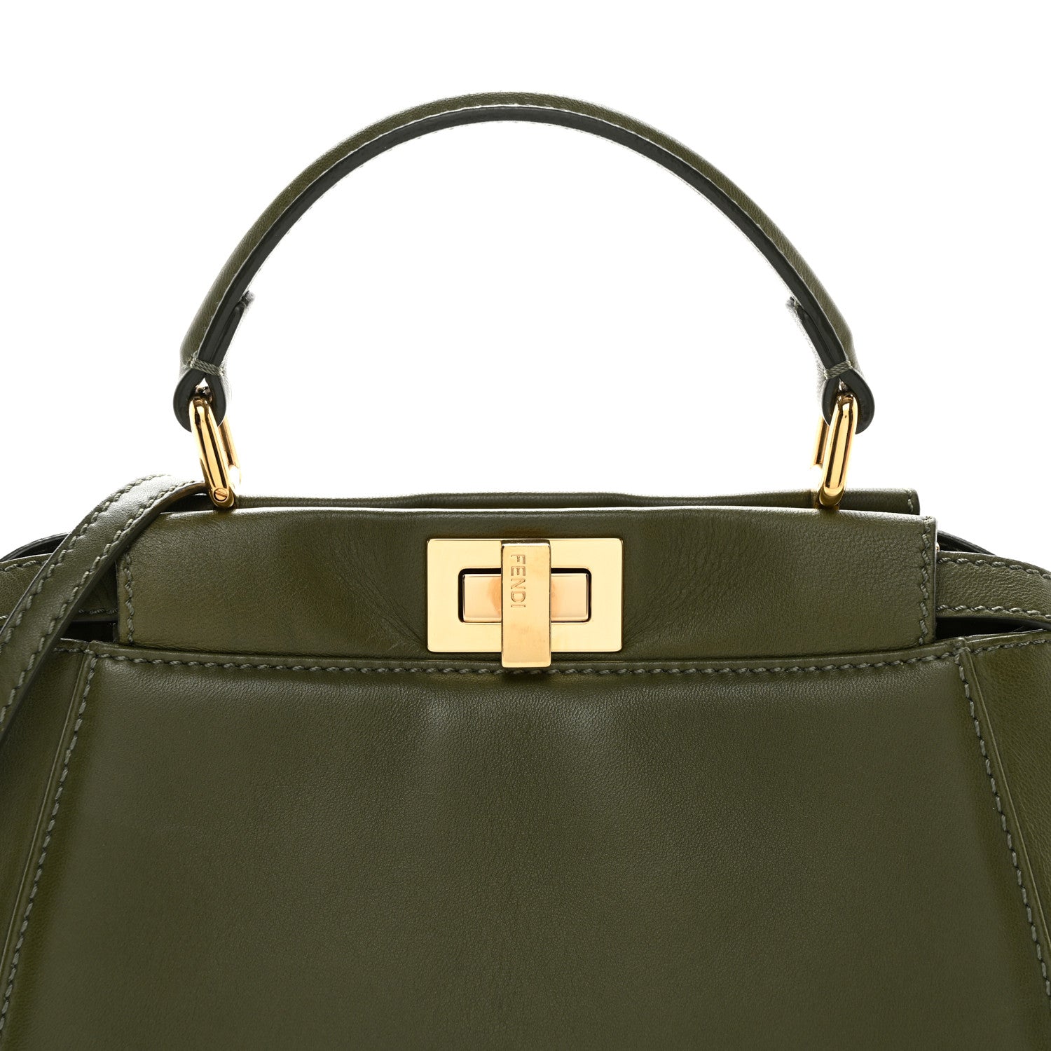 Fendi Nappa Mini Peekaboo Iconic Satchel Verde Equatore 7 of 10