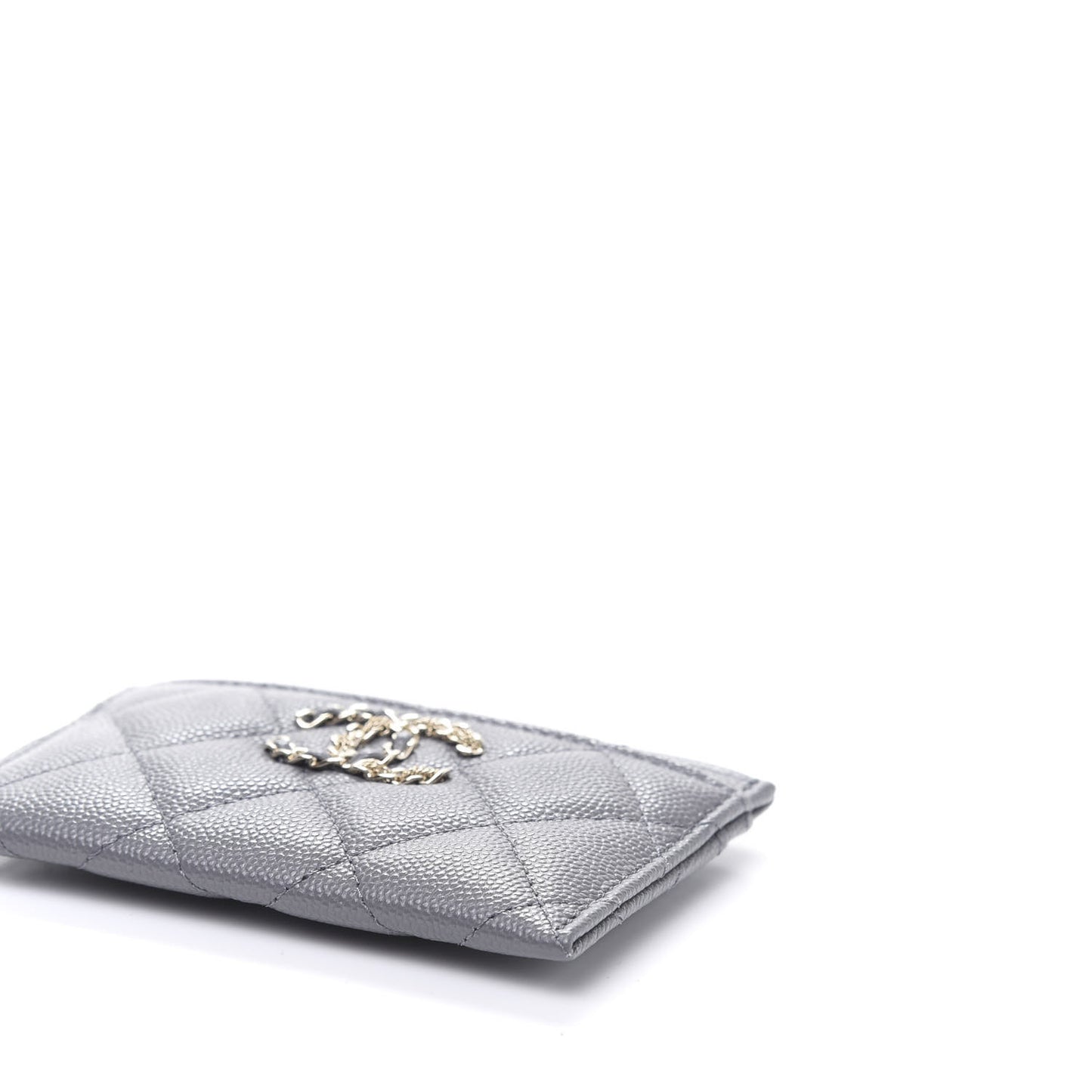 Caviar Quilted French New Wave Card Holder Grey