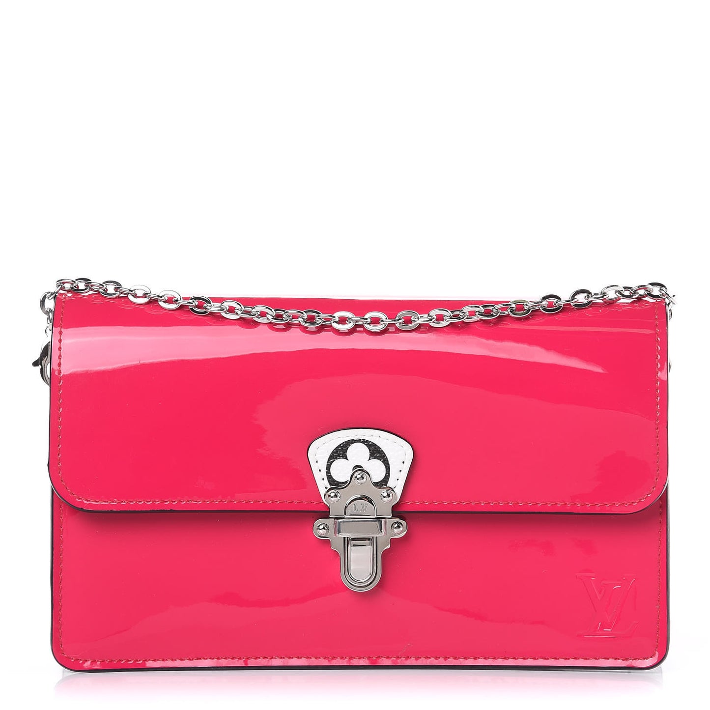 Patent Calfskin Monogram Cherrywood Chain Wallet Berlingot Pink