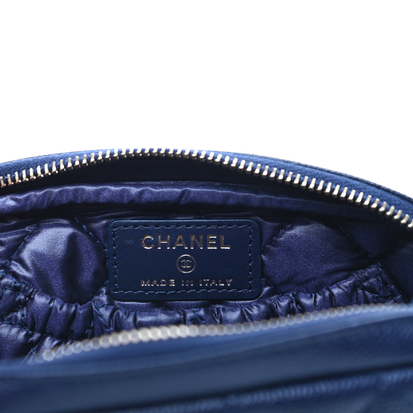 Caviar Quilted Small Curvy Pouch Cosmetic Case Navy