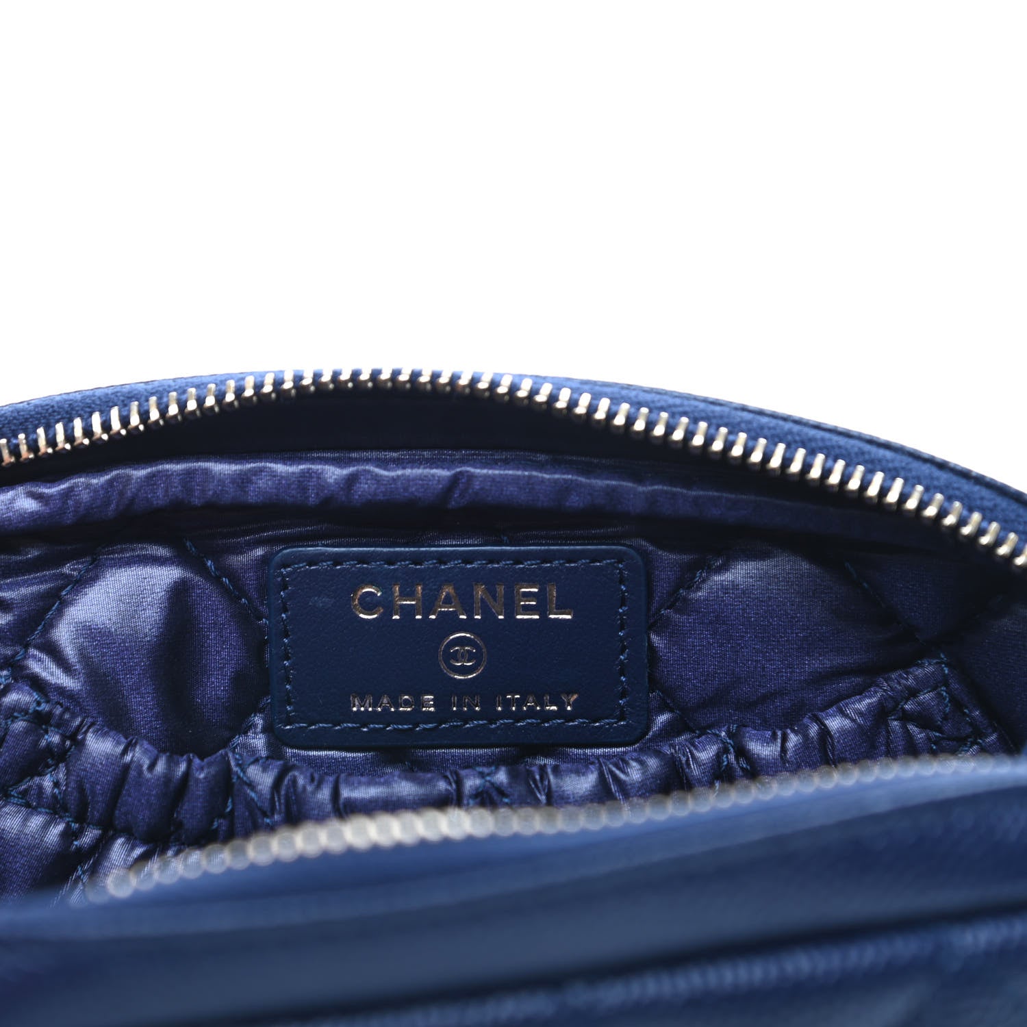 Chanel Caviar Quilted Small Curvy Pouch Cosmetic Case Navy 6 of 10