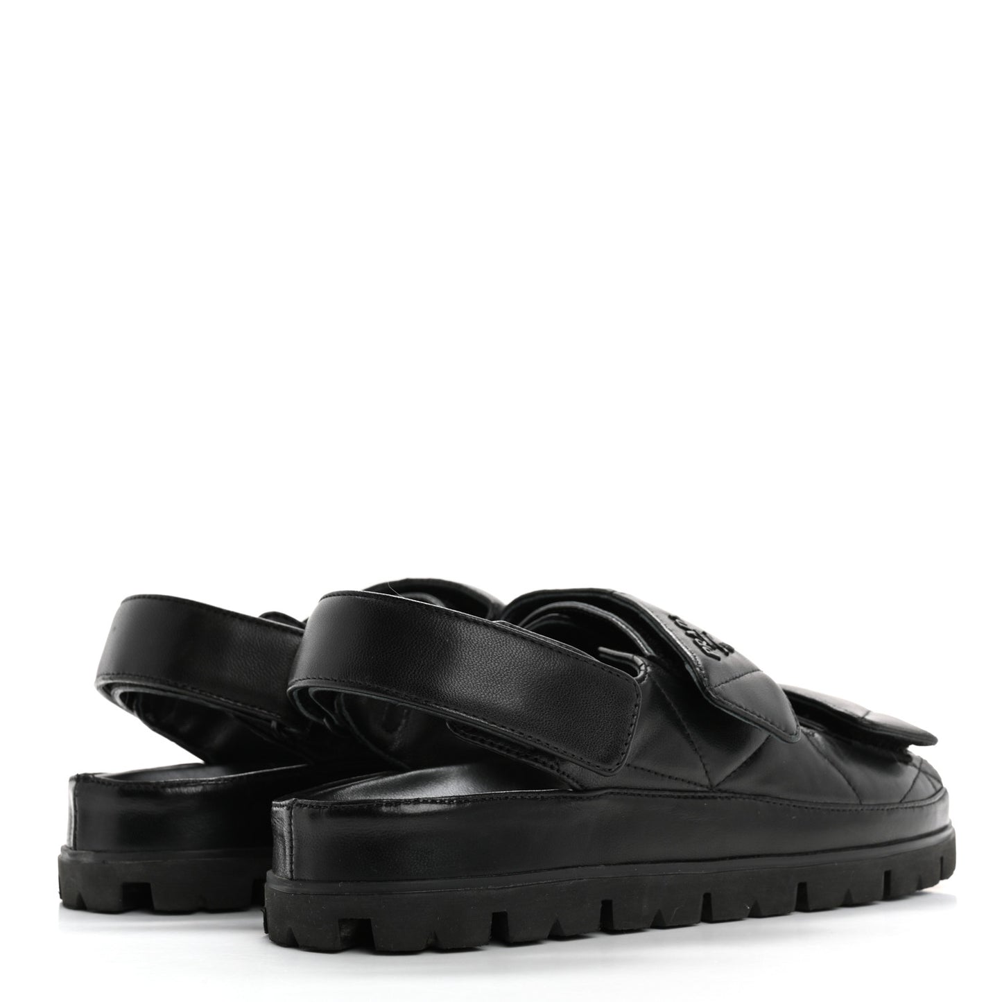 Nappa Quilted Padded Slingback Sandals 37.5 Black