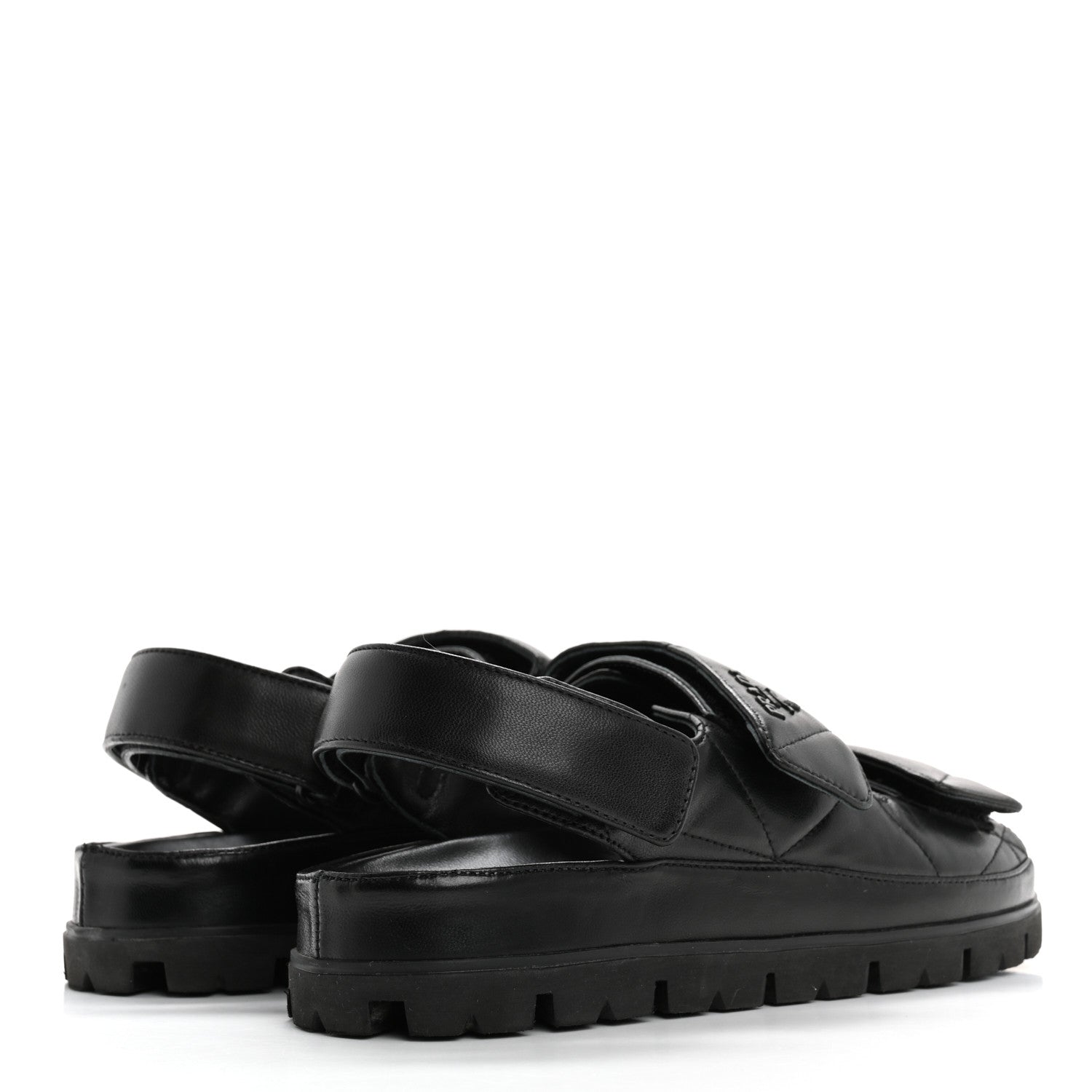 Prada Nappa Quilted Padded Slingback Sandals 37.5 Black 5 of 17