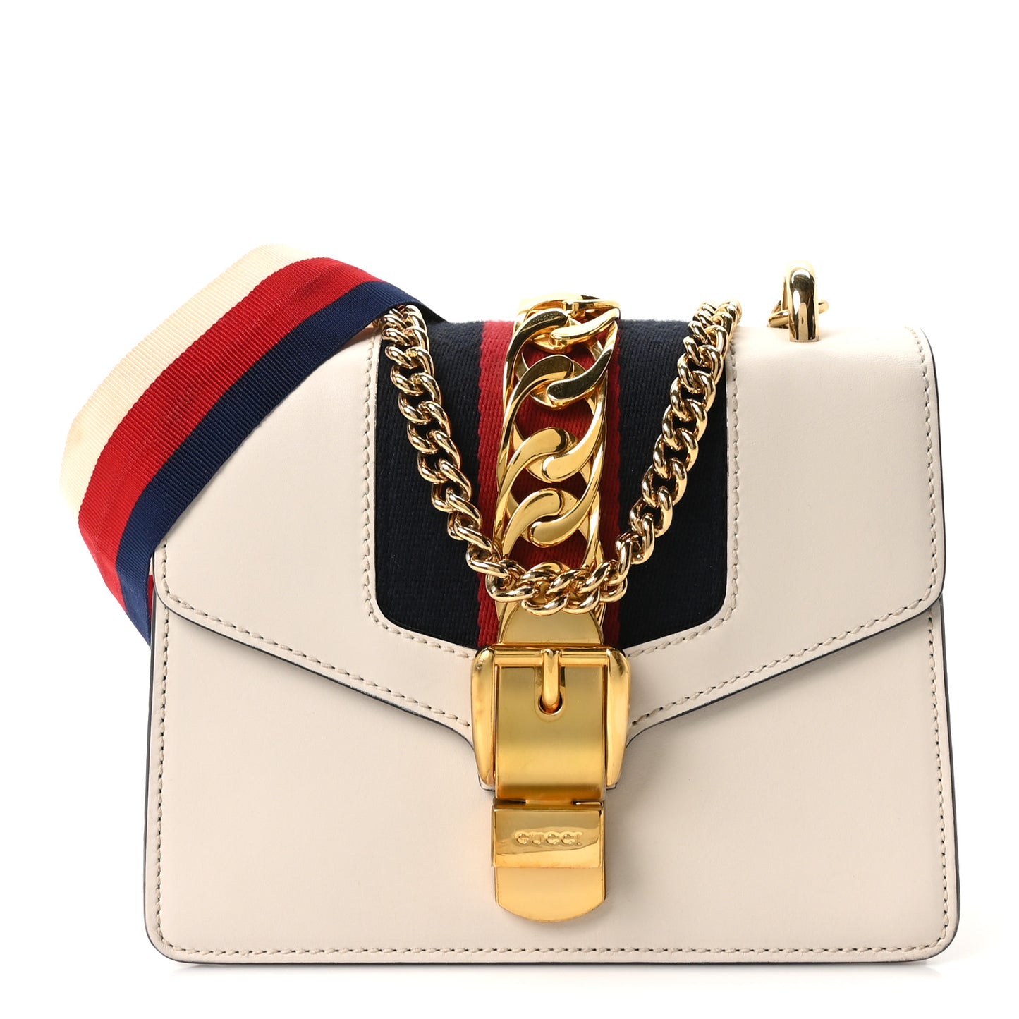 Calfskin Mini Sylvie Chain Shoulder Bag White