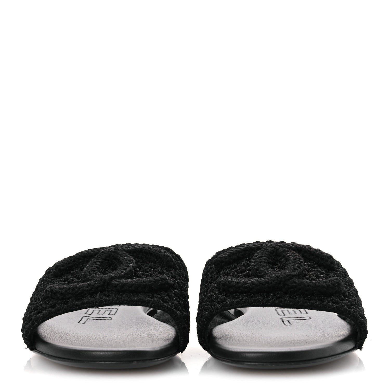 Chanel Crochet CC Mules Sandals 38.5 Black 3 of 12
