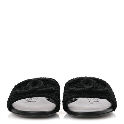 Chanel Crochet CC Mules Sandals 38.5 Black 3 of 12