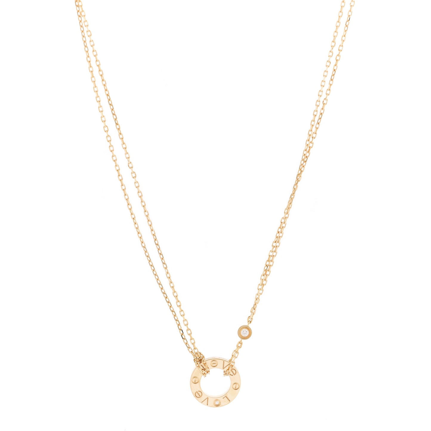 18K Yellow Gold 2 Diamond LOVE Necklace