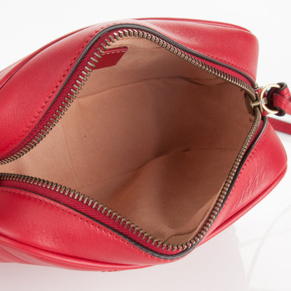 Gucci Calfskin Matelasse Mini GG Marmont Chain Shoulder Bag Hibiscus Red 5 of 7