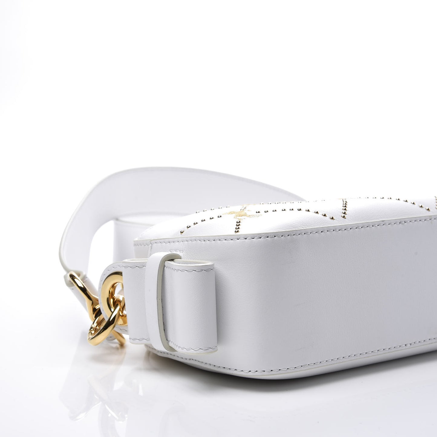 Smooth Calfskin Little Horses Embroidered Shoulder Bag White