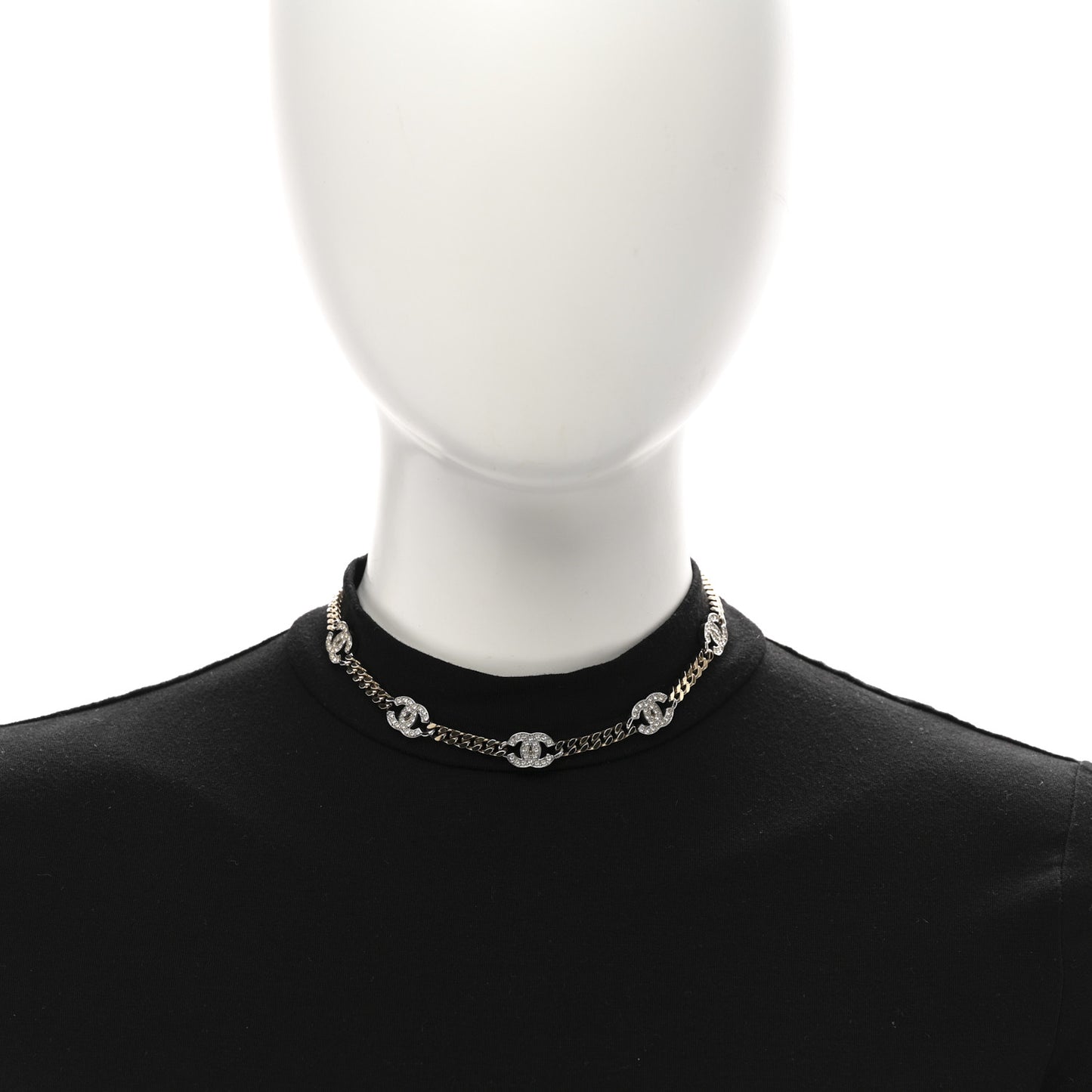 Crystal Chain CC Link Choker Gold Silver