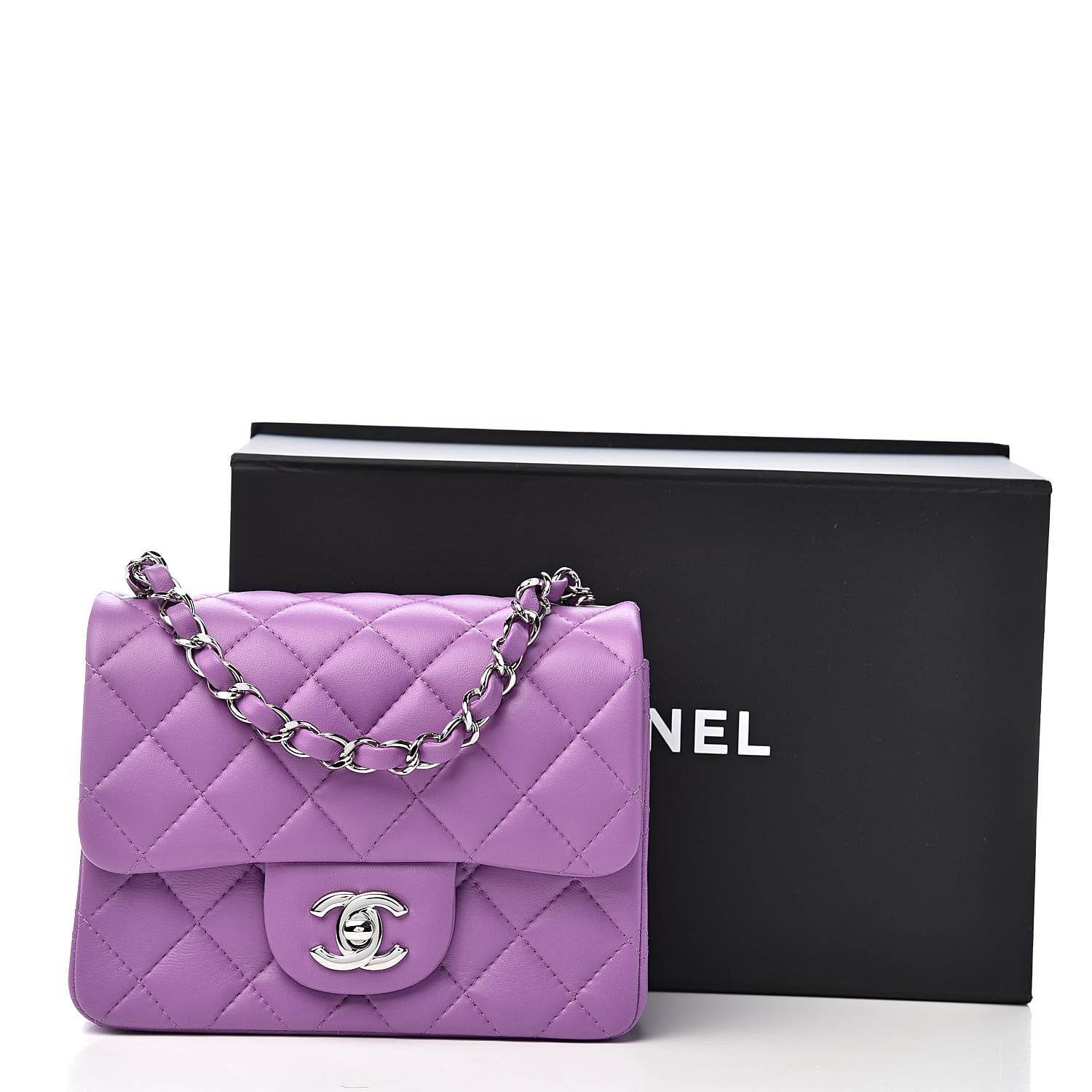Chanel Lambskin Quilted Mini Square Flap Purple 13 of 13