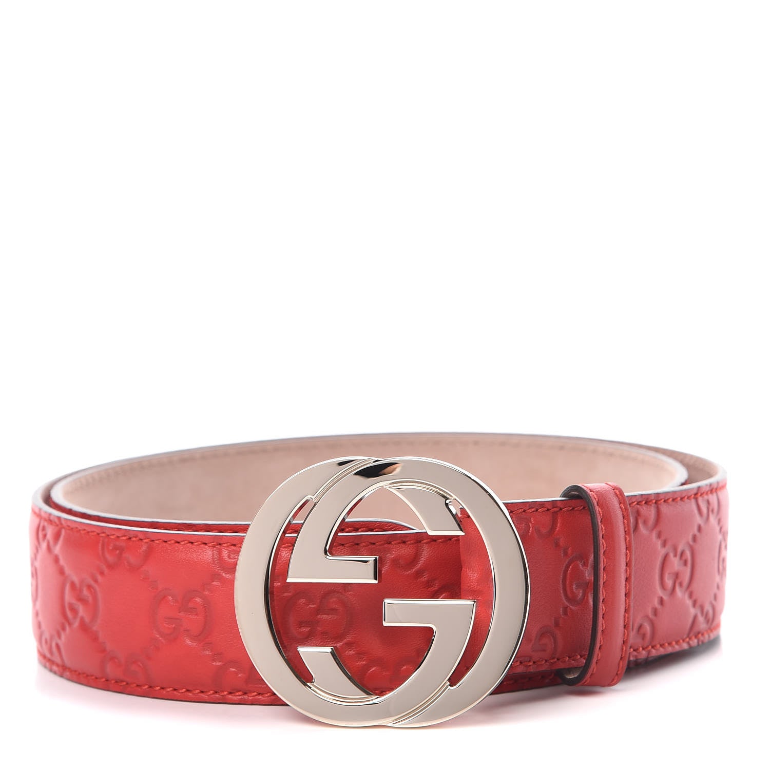 Gucci Guccissima Signature Interlocking G 40mm Belt 90 36 Red 1 of 7