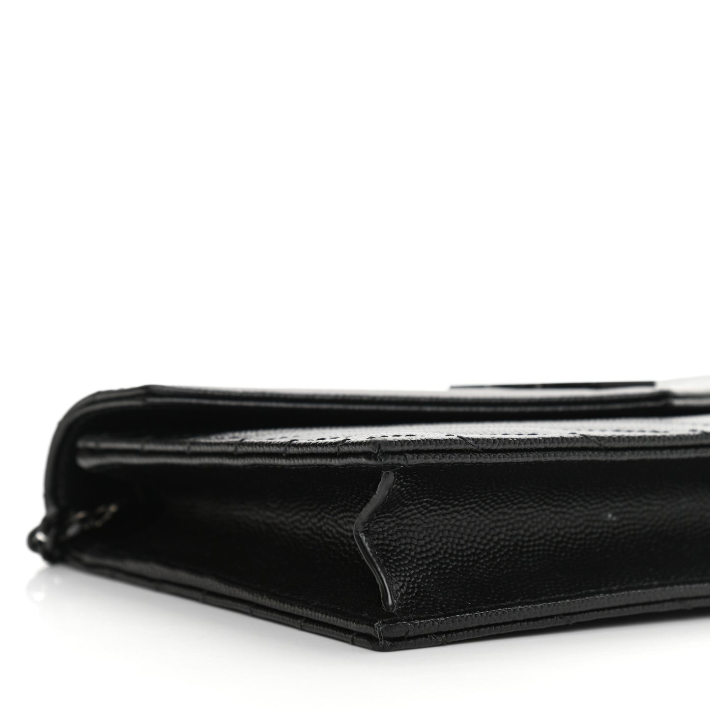 Grain De Poudre Matelasse Chevron Monogram Monochrome Envelope Chain Wallet Black