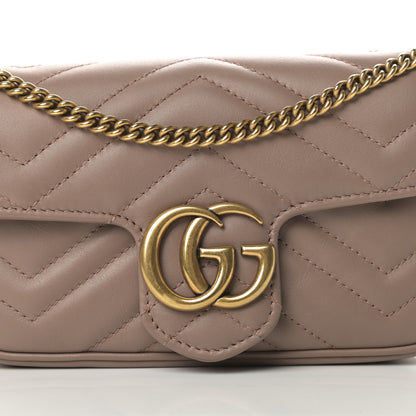 Gucci Calfskin Matelasse Super Mini GG Marmont Shoulder Bag Porcelain Rose 8 of 11