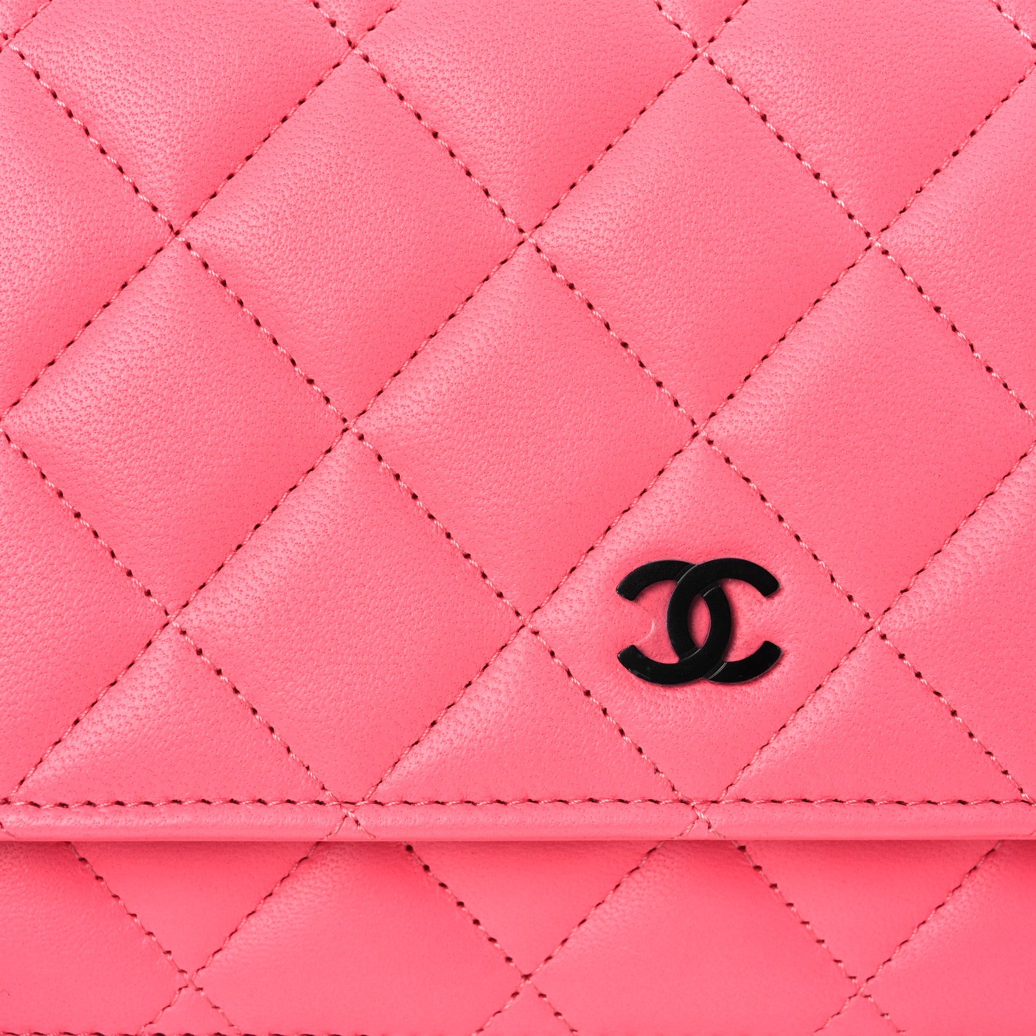 Chanel Lambskin Quilted Wallet On Chain WOC Coral Pink 12 of 19