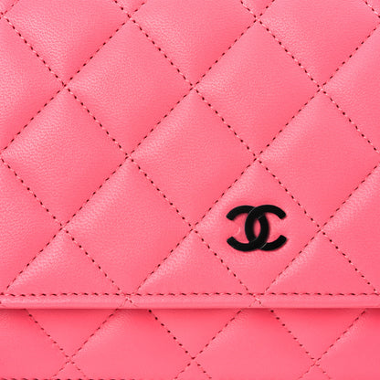 Chanel Lambskin Quilted Wallet On Chain WOC Coral Pink 12 of 19
