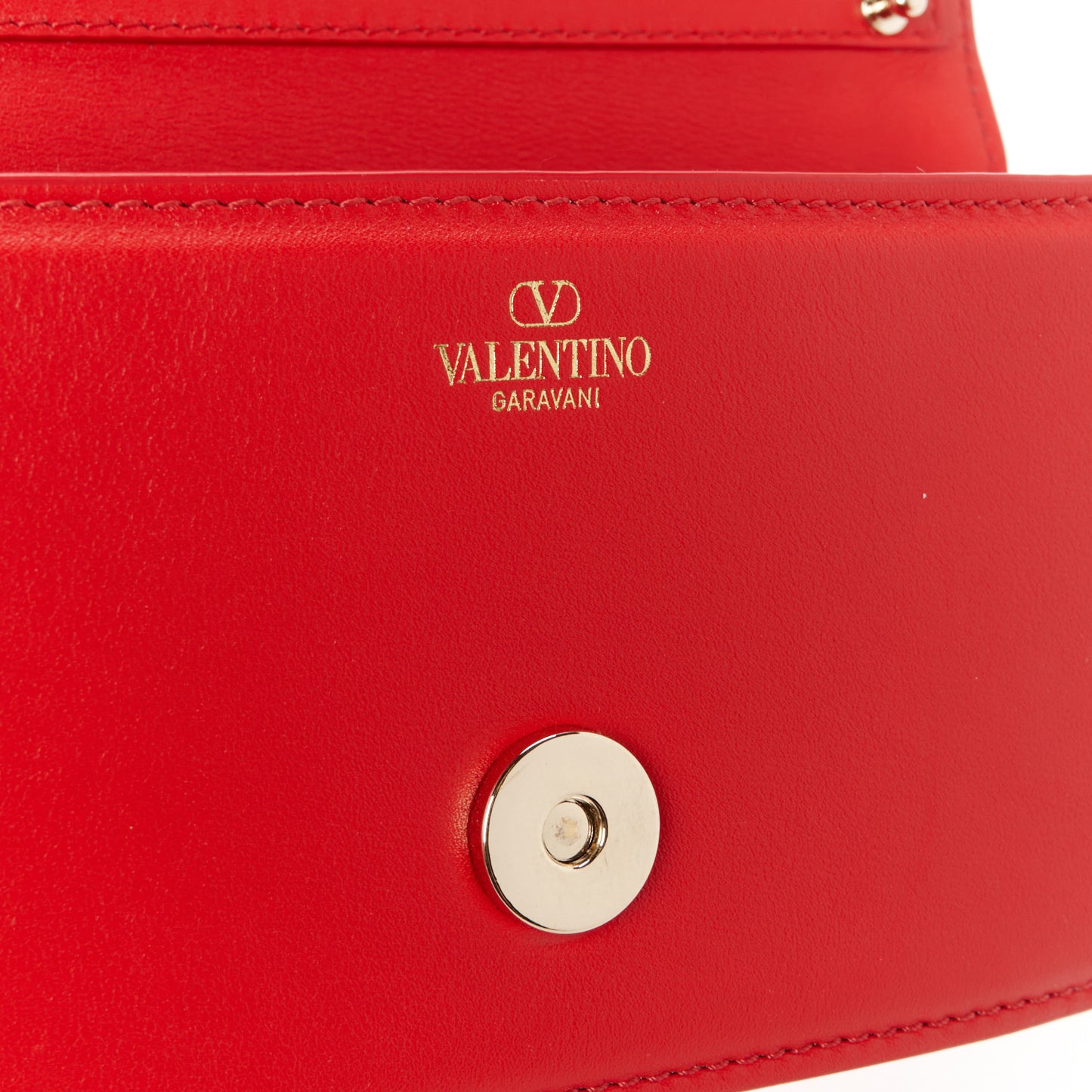 Calfskin Enamel Vlogo Small Loco Shoulder Bag Rouge Pur