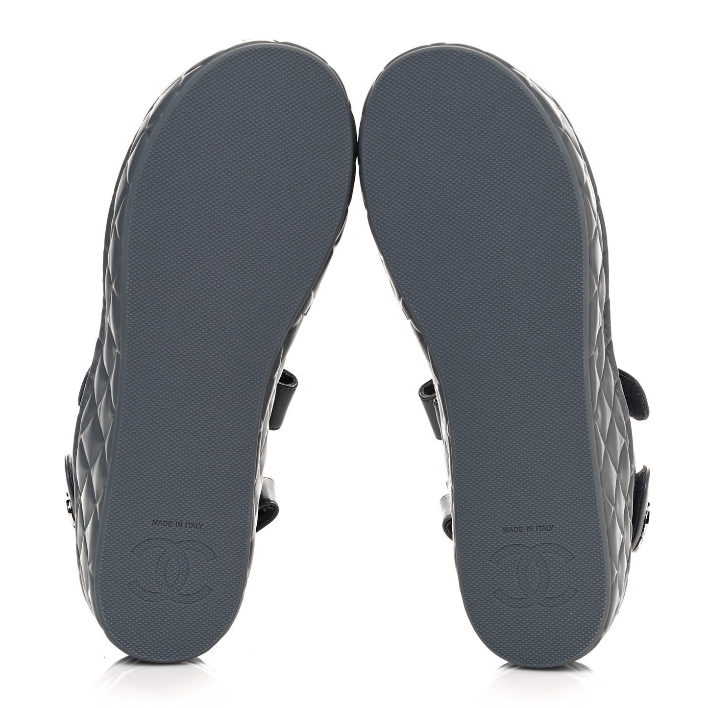 Shiny Calfskin Logo Platform Sandals 38 Grey
