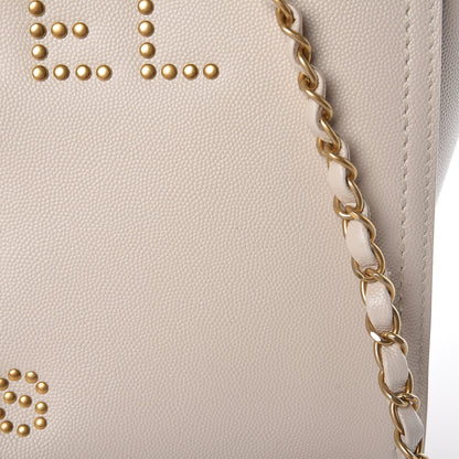 Chanel Caviar Small Studded Deauville Tote Ivory 14 of 15