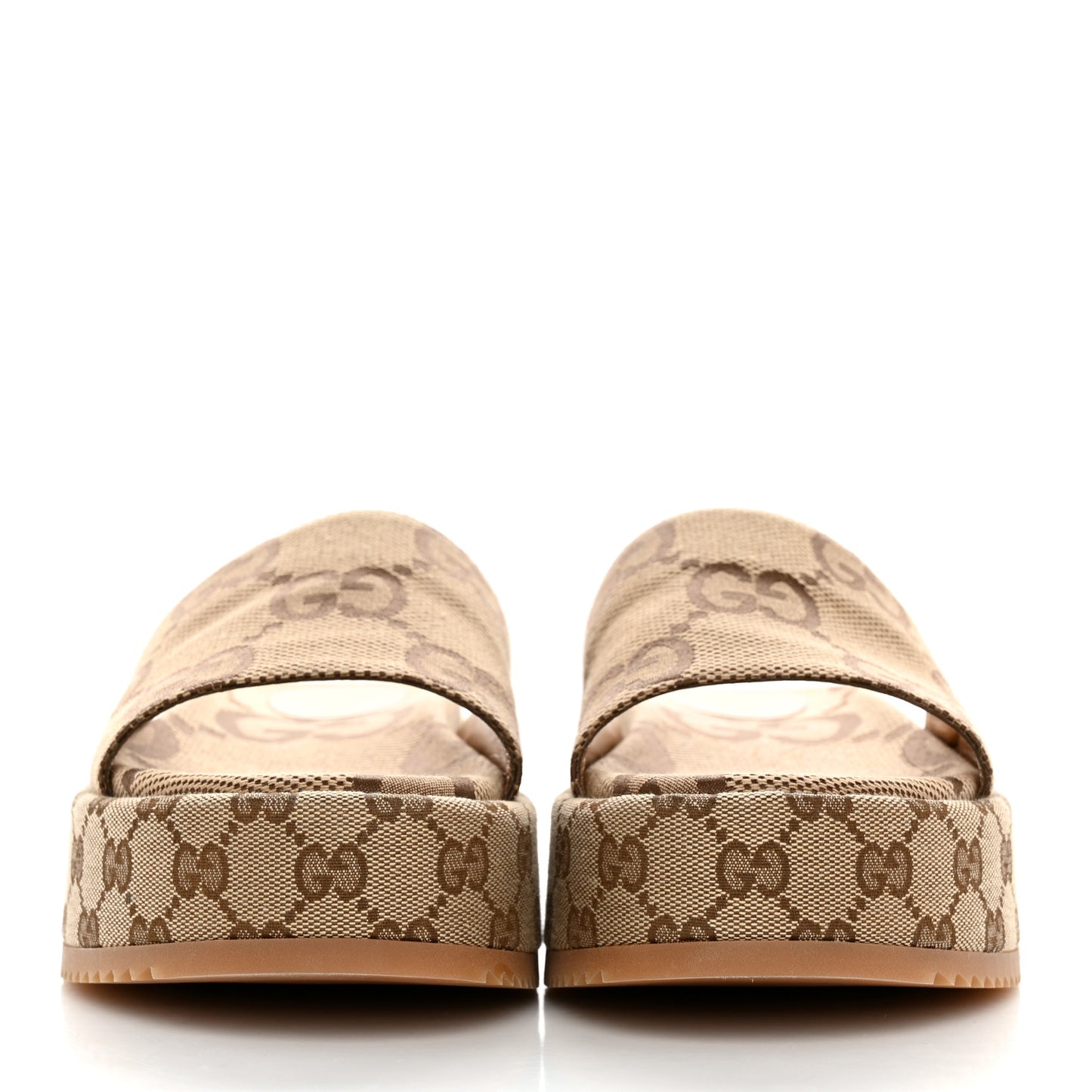 Monogram Maxi GG Angelina Platform 55mm Slide Sandals 40 Camel Ebony