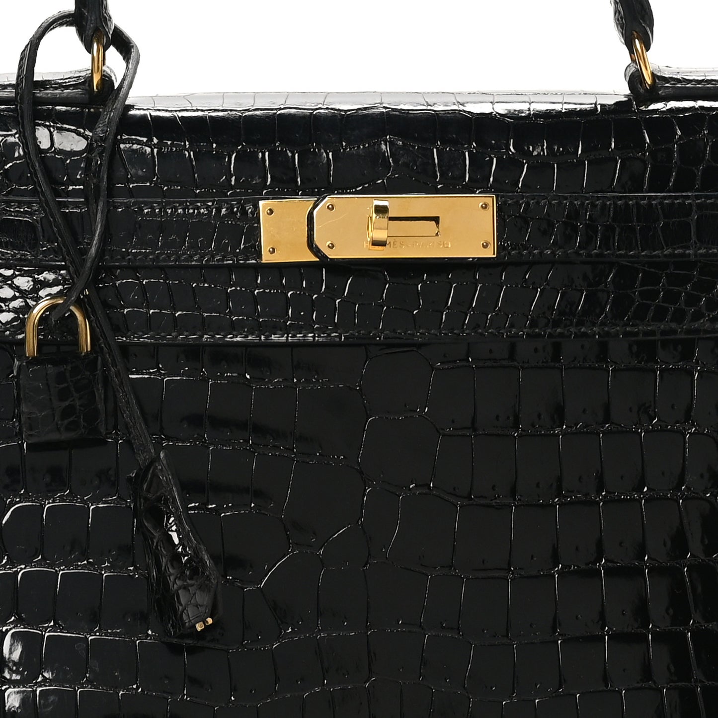 Shiny Porosus Crocodile Kelly Sellier 28 Black