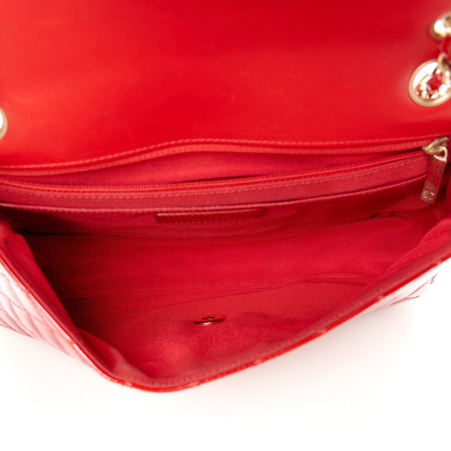 Patent Quilted Medium Single Flap Red