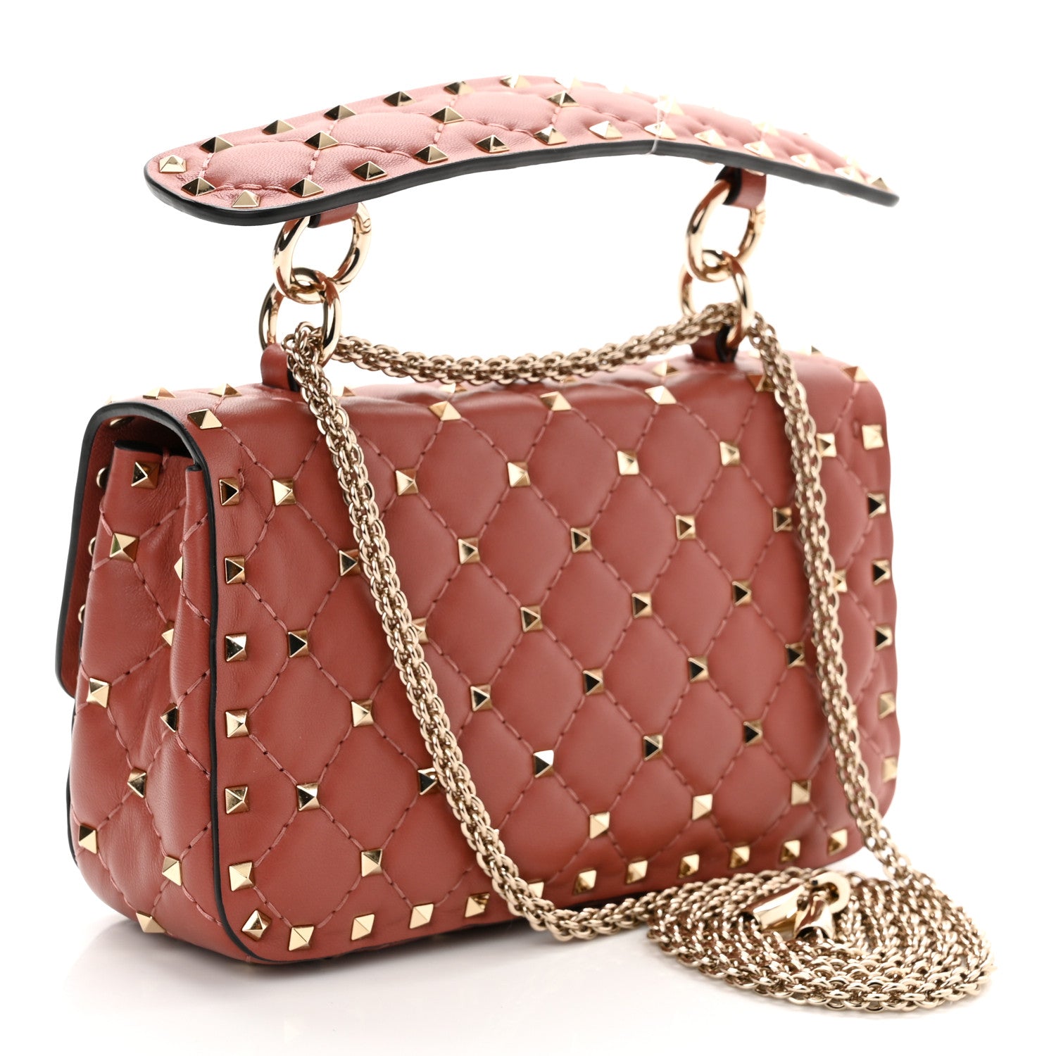 Valentino Garavani Nappa Small Rockstud Spike Shoulder Bag Gingerbread 3 of 9