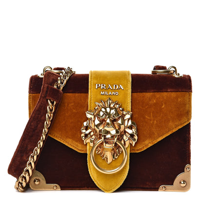 Prada Velluto Lions Head Cahier Shoulder Bag Ambra 1 of 12