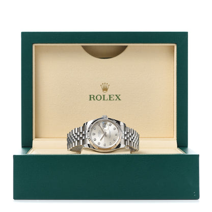 Rolex Stainless Steel 18K White Gold Diamond 36mm Oyster Perpetual Datejust Watch Silver 116234 5 of 5