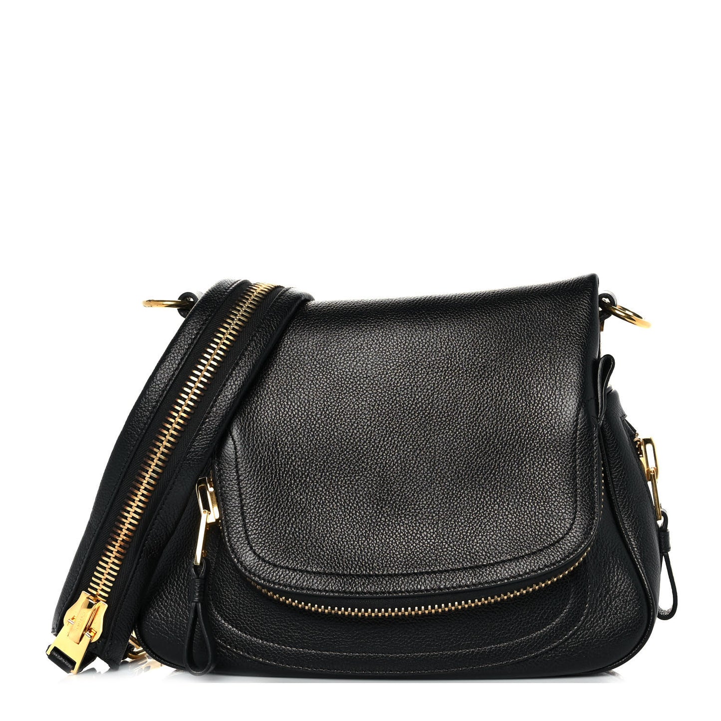 Grained Calfskin Medium Jennifer Shoulder Bag Black
