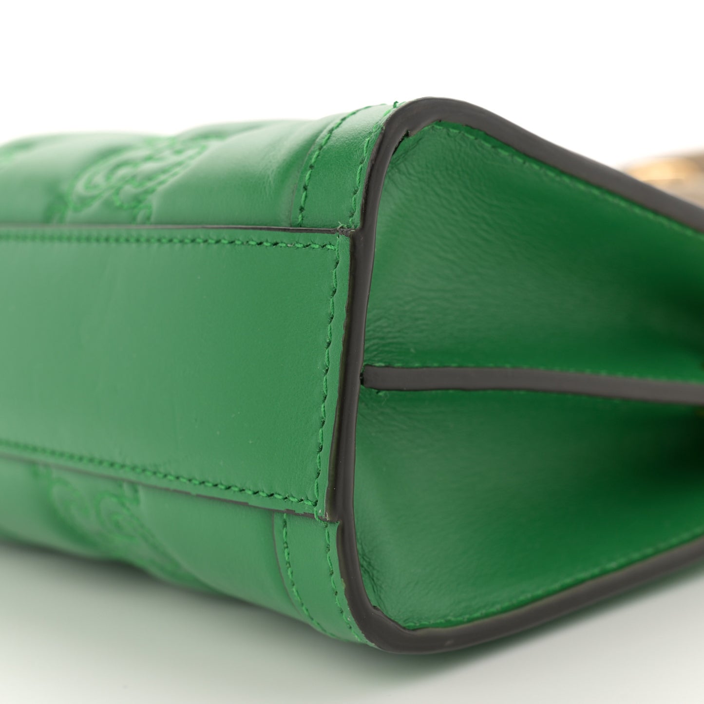 Calfskin GG Matelasse Small Slim Chain Shoulder Bag Spring Green Natural