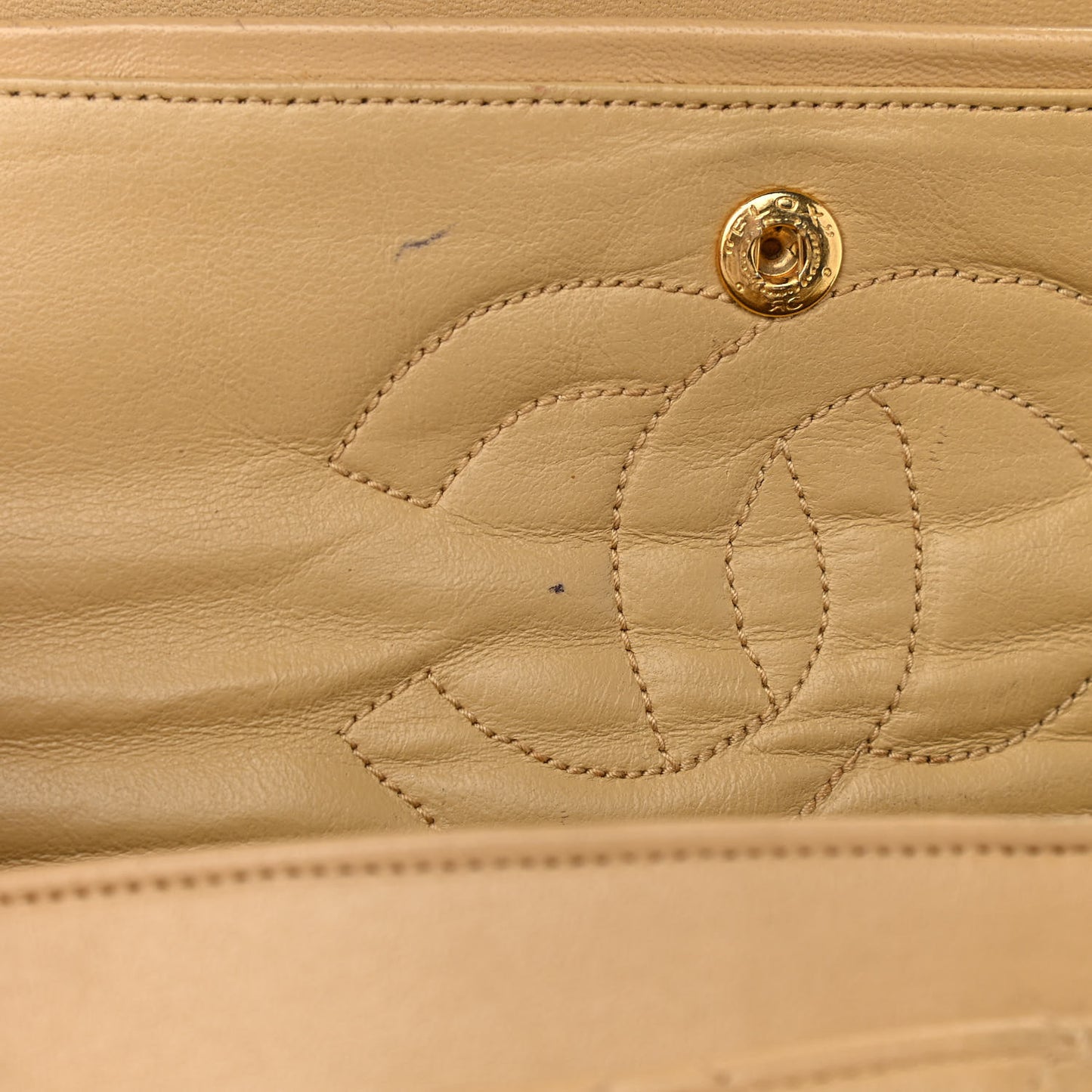 Lambskin Quilted Small Double Flap Beige
