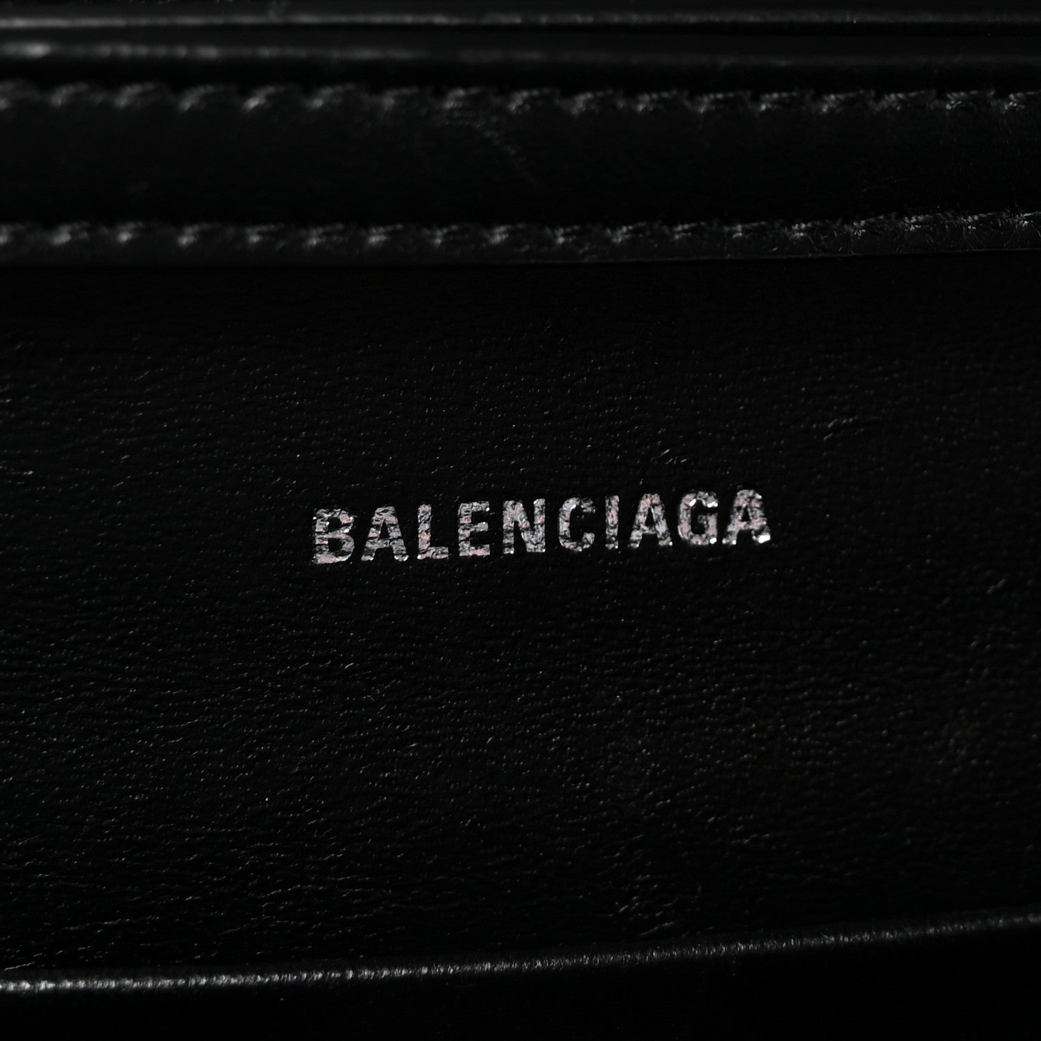 Balenciaga Shiny Calfskin Monochrome Crocodile Embossed Small Hourglass Evening Chain Bag Black 6 of 9