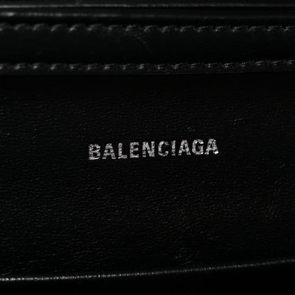 Balenciaga Shiny Calfskin Monochrome Crocodile Embossed Small Hourglass Evening Chain Bag Black 6 of 9