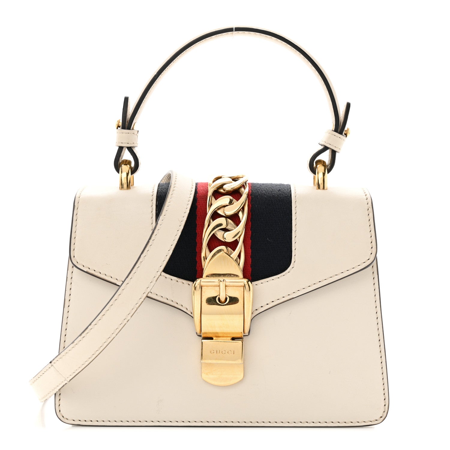 Gucci Calfskin Mini Sylvie Top Handle Bag White 1 of 18