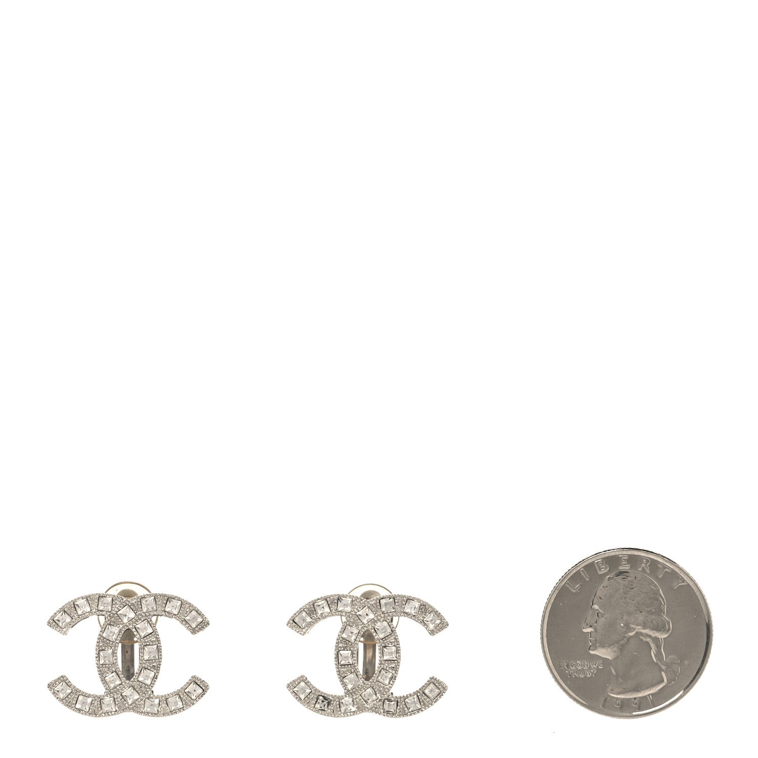 Chanel Crystal Baguette CC Ear Clip Silver 5 of 8