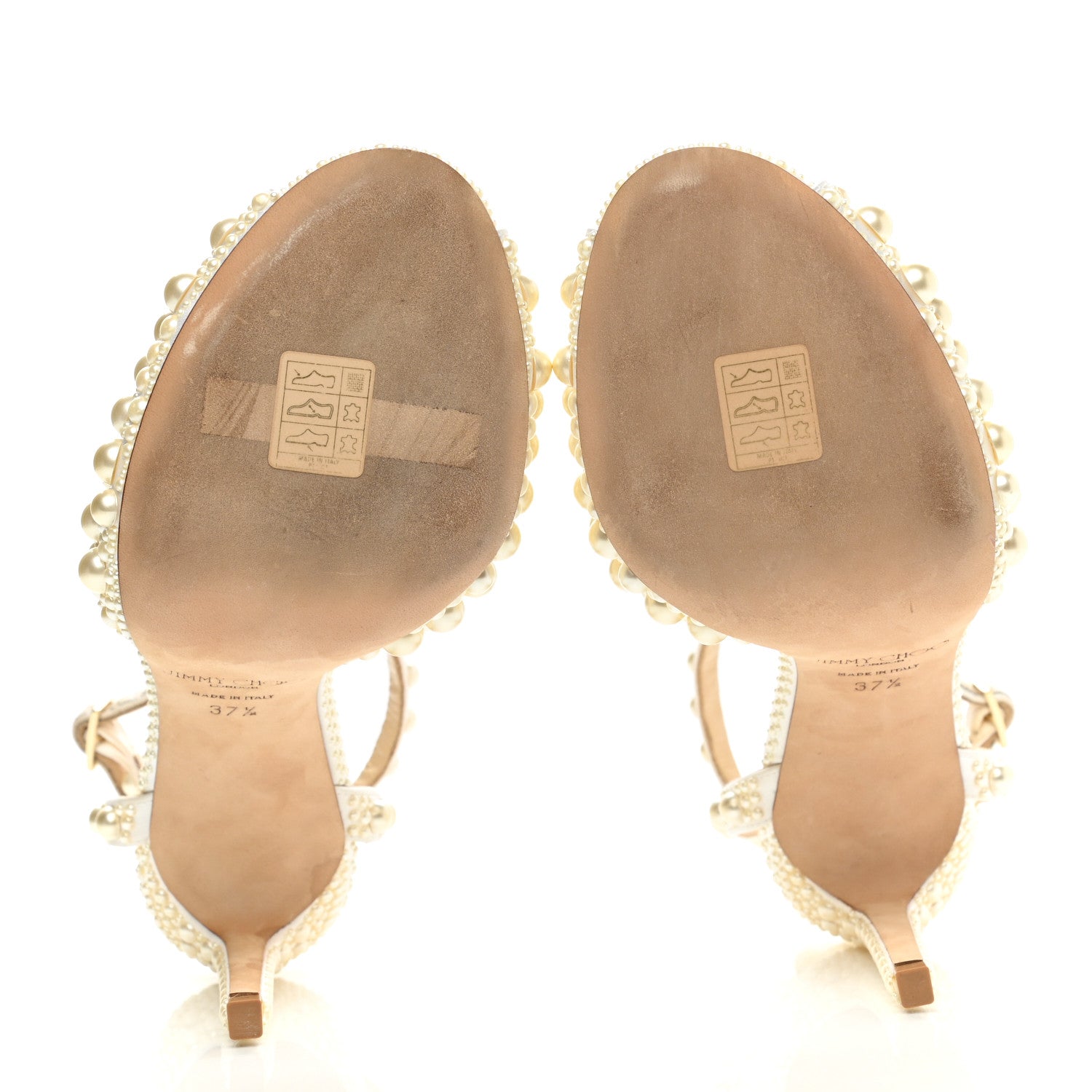 Jimmy Choo Pearl Satin Sacora 100 Sandals 37.5 White 5 of 10