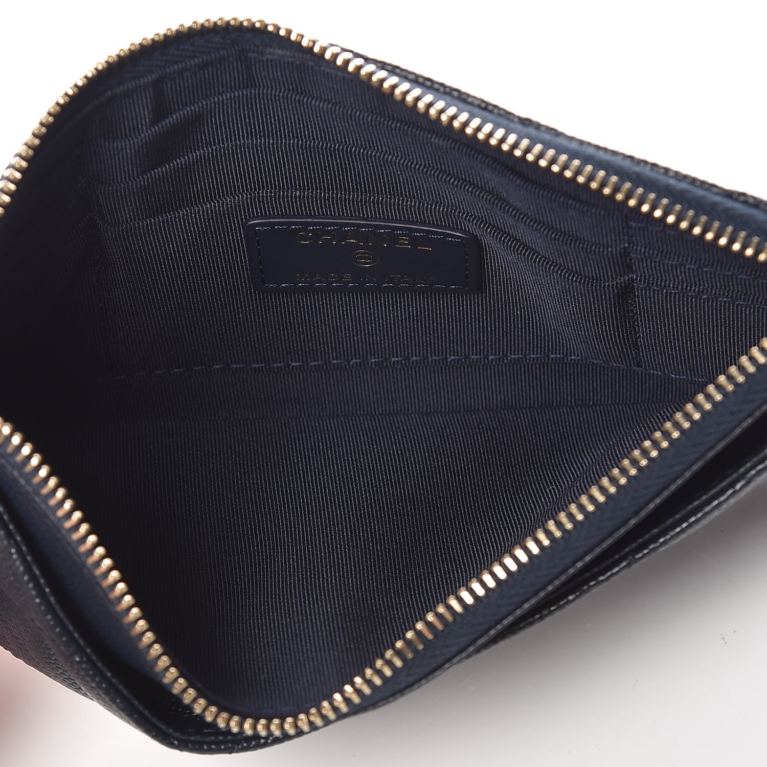 Chanel Iridescent Caviar Quilted Classic Zip Pouch Navy 5 of 8