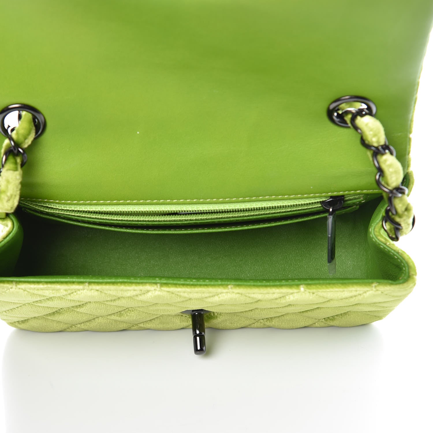 Chanel Velvet Quilted Mini Rectangular Flap Green 5 of 10