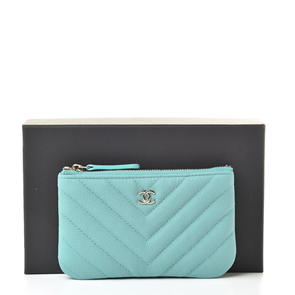 Chanel Iridescent Caviar Chevron Quilted Small Cosmetic Case Green 8 of 8