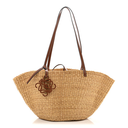 Loewe Calfskin Raffia Paulas Ibiza Small Basket Tote Bag Natural Pecan 1 of 11