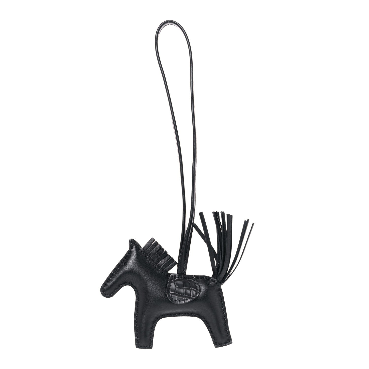 Hermes Milo Lambskin Matte Alligator Touch Grigri Rodeo Horse Bag Charm PM So Black 1 of 4