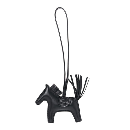 Hermes Milo Lambskin Matte Alligator Touch Grigri Rodeo Horse Bag Charm PM So Black 1 of 4