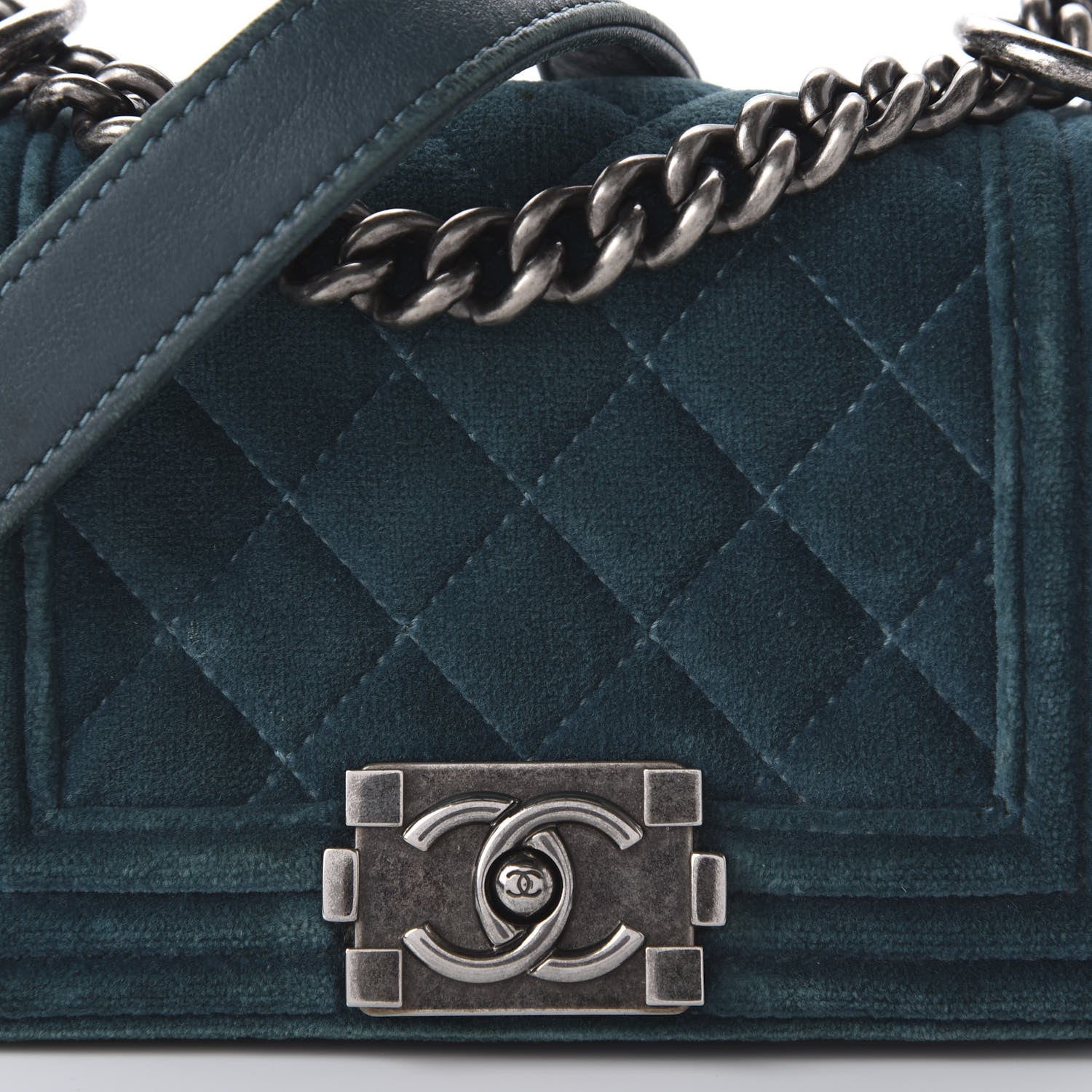 Chanel Velvet Quilted Mini Boy Flap Turquoise 10 of 10